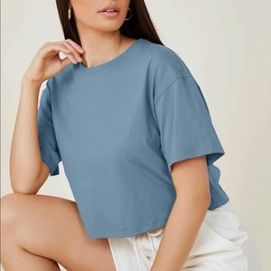 4 for $20 SALE! Blue boxy Cropped tee